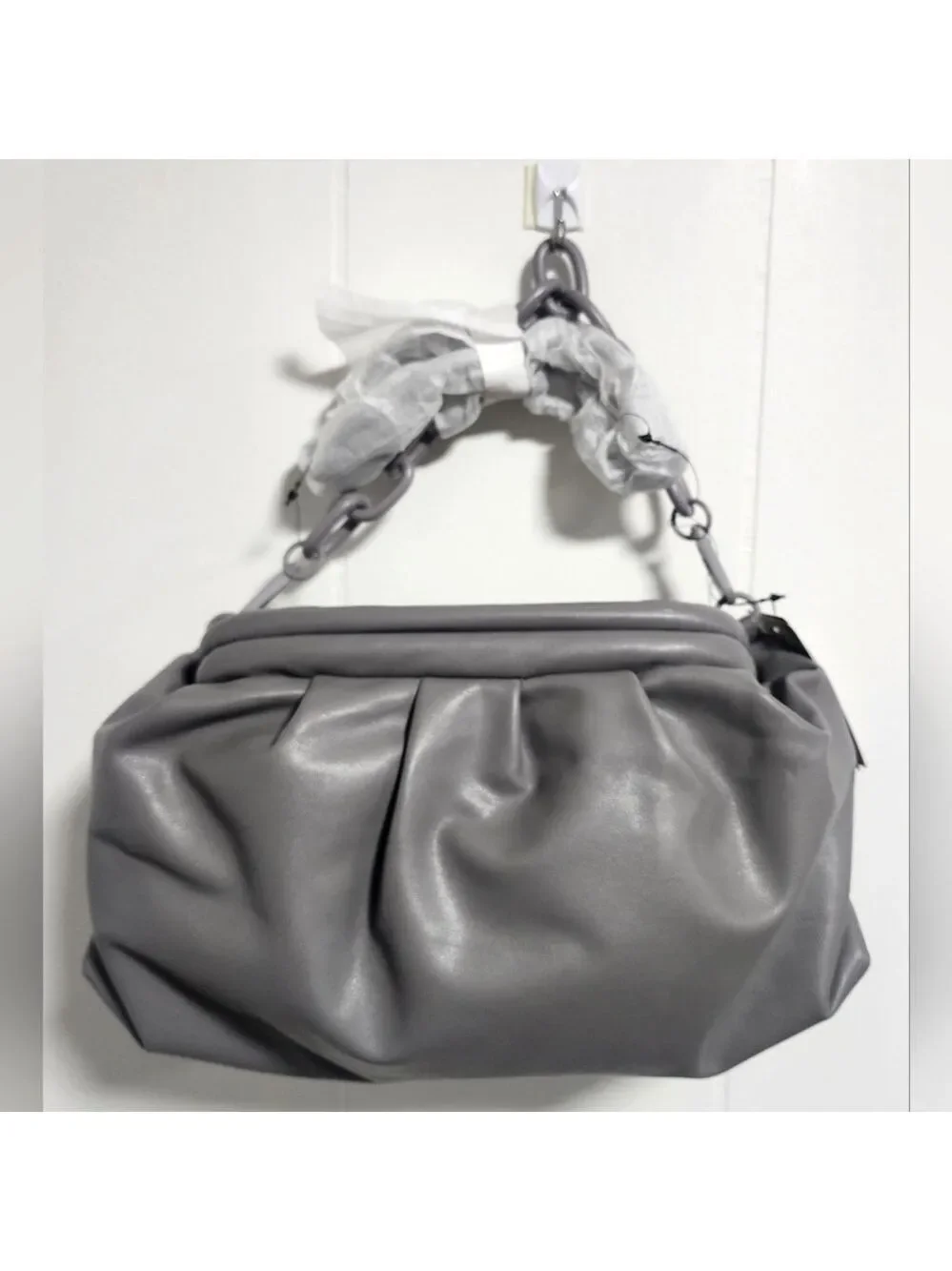 Badgley Mischka Gray Wrapped Frame Clutch - New With Tags